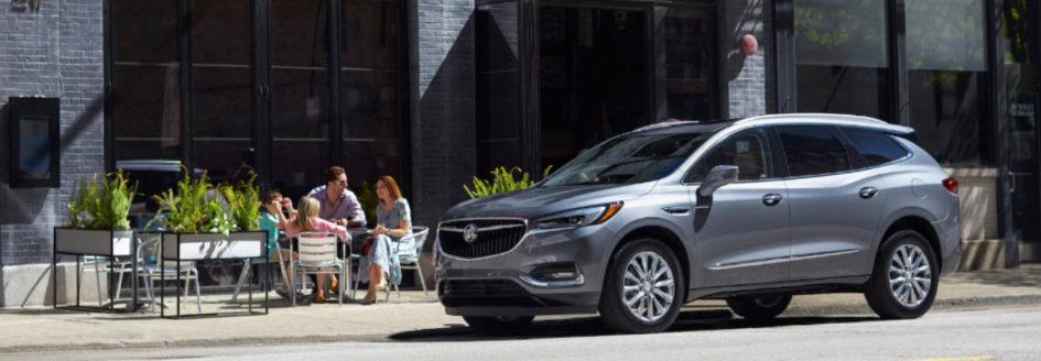 Silver 2018 Buick Enclave parked curbside